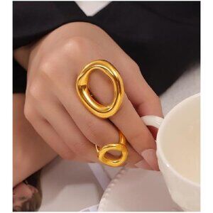 ✨ Chunky Statement Ring | Stainless Steel | Irregular Thick Gold Band
